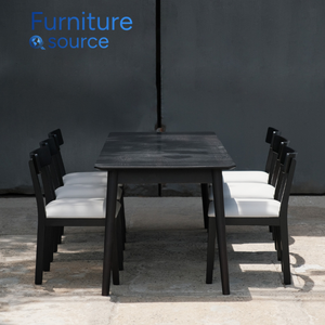 Juego de mesa de comedor y sillas de madera negra de lujo, proveedor OEM/ODM, mesa de comedor de madera maciza directa de fábrica de Vietnam - Product Image 2