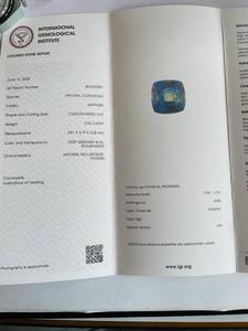 Zafiro azul natural certificado por IGI, corte mixto tipo cojín, sin calentar, sin tratar, 0.95 CTS, gema azul verdosa profunda. - Product Image 3
