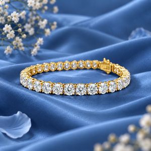 Pulsera de Diamantes Cultivados en Laboratorio, Corte Brillante Redondo Clásico |   Pulsera de Eternidad de Cuatro Puntas en Oro Sólido de 9K, 14K y 18K, Joyería Fina - Product Image 2
