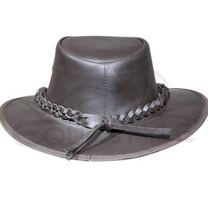 Sombrero de Vaquero Australiano Marrón de Cuero Resistente al Agua con Banda Trenzada, Logotipo Personalizado, Sombreros de Cuero para Hombre al por Mayor - Product Image 2
