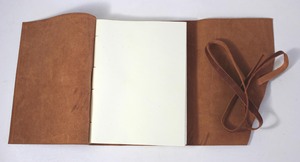 Handmade Antique-Looking Light Brown Recycled Cotton Paper <b>Journal</b> Hand Bound With Oil Crunch Buffalo Leather For <b>Writing</b> - Product Image 3