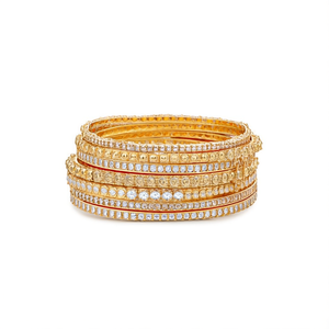 Classic Bridal Matte Charm Bangles with Zircon Pearl Diamond Accents for Wedding and Engagement - Product Image 1