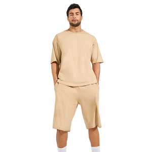 Custom Logo Men's Summer Sets 100% Cotton Set T Shirt With Shorts Boxy T Shirt Men Summer Casual Two Piece Shirt Set - Product Image 4