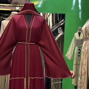 Hermosa abaya caftán con pedrería, lentejuelas hechas a mano, estilo árabe de Dubái, corte amplio, tela Nida, vestido de noche para fiesta. - Product Image 2