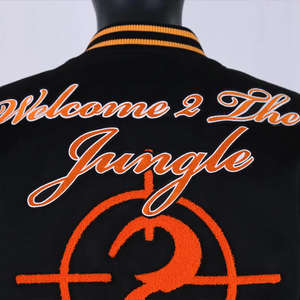 Chaqueta Varsity de Hip Hop para Hombre, con Cuello Tejido Bordado en Piel de Vaca, Estilo Urbano, Incluye un Solo Paquete - Product Image 5