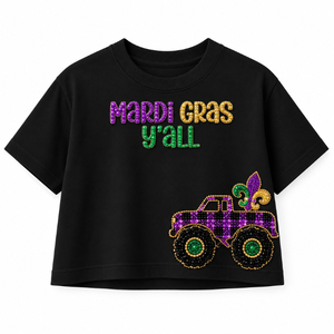 เสื้อยืดผู้หญิงสีม่วงทรงหลวมประดับเลื่อมลายจระเข้สำหรับงานมาร์ดิกราส์ - Product Image 2