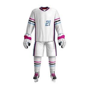 Camiseta de hockey sobre hielo personalizada, uniforme de equipo sublimado, estampado sólido, nombre y número personalizados, 100% poliéster, malla acolchada en la parte delantera - Product Image 1