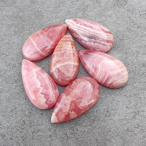 Cabochon en rhodochrosite naturelle, forme goutte d'eau, dos plat, pierre précieuse calibrée, pour la fabrication de bijoux - Product Image 5