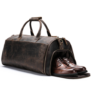 Men <b>Garment</b> Duffle <b>Bag</b> 2 in 1 Hanging Suit Leather Duffle <b>Bag</b> with Shoe Compartment Genuine Leather <b>Travel</b> <b>Bags</b> - Product Image 1