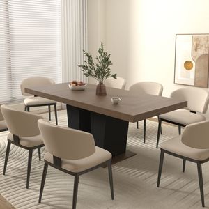 Tavolo da Pranzo Estensibile in Legno per 4-10 Persone, Tavolo da Cucina Trasformabile con Base a Doppio Piedistallo Robusta, Finitura Nera per Sale da Pranzo - Product Image 2