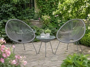 Modern Metal <b>Garden</b> <b>Set</b> 2 Seater with Coffee table Outdoor Patio Furniture Weather Resistant Frame Contemporary Design - Product Image 1