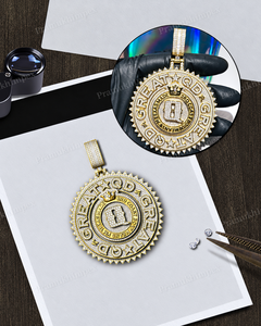 Pendentif Bicolore de Luxe Hip Hop Rock en Argent 925 avec Moissanite Ronde Certifiée GRA, Sertissage Griffe, Plaqué Or, Unisexe, Idéal pour les Fêtes - Product Image 1