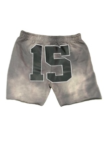 Ropa de calle de verano personalizada lavado ácido 100% algodón serigrafía pantalones cortos conjunto estilo Vintage Hip Hop Logo diseño Boxy camisetas gráficas - Product Image 6