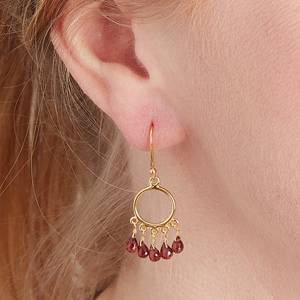 Pendientes de Aro de Plata de Ley 925 con Baño de Oro de 18K y Piedra de Granate Roja, Joyería Fina Vintage para Mujer, Regalo para Cumpleaños de Enero - Product Image 4