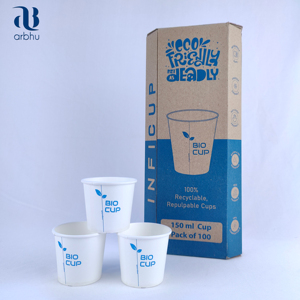 Tazas de papel de pared simple de 5 onzas ecológicas impresas con logotipo personalizado para restaurantes y cafeterías para servir té y café - Product Image 4