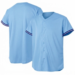 เสื้อเบสบอลชาย แขนสั้น คอวี ติดกระดุมด้านหน้า แบบเรียบ ขายส่ง - Product Image 2