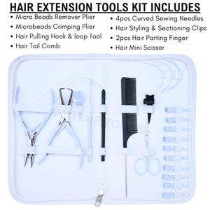 Kit de Herramientas Comerciales para Extensiones de Cabello Blanco con Alicates Aplicadores de Microperlas, Herramienta de Gancho de Bucle y Juego de Dedillos Profesionales para Separación - Product Image 2