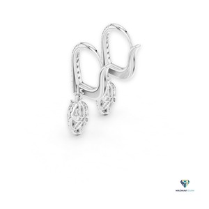 Pendientes de Oro Blanco con Halo de Marquesa y Diamantes Cultivados en Laboratorio de 0.85 CT en Oro Sólido de 18K, Elegantes Pendientes Colgantes para Mujer - Product Image 3