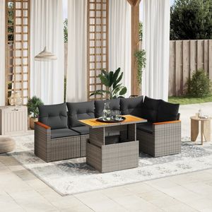 Grey Garden <b>Sofa</b> Set With Cushions UV Resistant PE <b>Rattan</b> Outdoor Furniture Contemporary Design Waterproof Garden Seating - Product Image 1