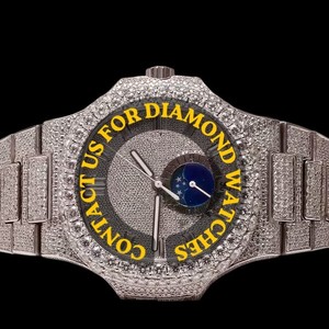 Reloj de Pulsera para Hombre con Esfera Cuadrada de Moissanita y Diamantes, Estilo Cronógrafo, Oro Blanco, Detalles Antiguos, Último Modelo, Estilo Hip Hop - Product Image 3