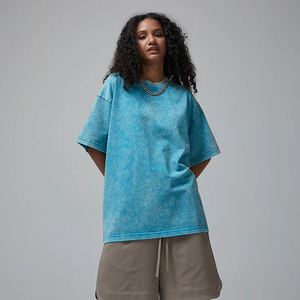 T-shirt Homme Oversize Lavé en Gros 100% Coton Tricoté Lourd 280g Écologique Vierge Vintage Effet Acide Col Rond Manches Courtes - Product Image 1