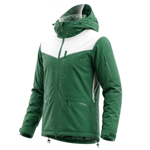 <b>Men's</b> Waterproof Fleece Ski <b>Jacket</b> Green <b>White</b> Autumn Sporty Style Stand Collar Zipper Closure Outdoor Wear Polyester Shell - Product Image 3