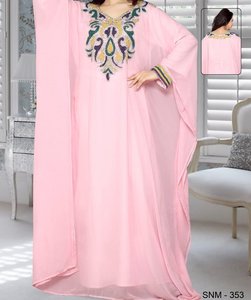 <b>Yellow</b> Embroidered Women Abaya <b>Plus</b> <b>Size</b> High Neck Regular Fit Modest <b>Dress</b> Extra Long Sleeve Polyester Middle East Style Casual - Product Image 3