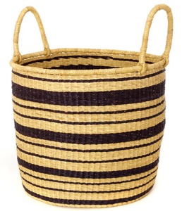 Ensemble de 3 paniers tressés à la main en herbe d'éléphant rayée, paniers de rangement faits à la main, vente en gros, écologiques, fabriqués au Vietnam - Product Image 3