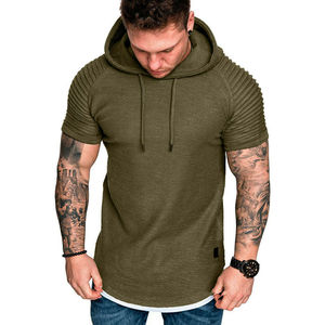 T-shirt en tricot à manches courtes à capuche pour homme, coupe classique, couleur unie, décontracté - Product Image 6