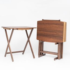 Set di 4 tavoli pieghevoli XL oversize con ripiano, tavoli da pranzo in noce - Product Image 1