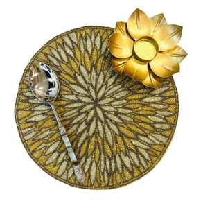 Mantel Individual Decorativo Hecho a Mano con Bordado de Cuentas de Vidrio de 5mm para Eventos Festivos, Decoración del Hogar, Mantel de Lujo para Mesa de Café o Comedor - Product Image 5