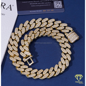 Collier unisexe haut de gamme en moissanite et diamant, chaîne lourde en argent sterling 925, bijoux hip-hop - Product Image 3