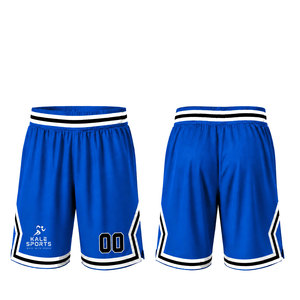 Shorts de basketball unisexe Kale Sports bleus, sublimés, séchage rapide, 100 % polyester, taille élastique, design numéros d'équipe - Product Image 1