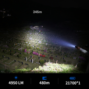 ZEROBEAM T20 ไฟฉาย LED ความสว่างสูง 3100 ลูเมนชาร์จ USB C IPX8 กันน้ำ 21700 แบตเตอรี่เทอร์โบมูนไลท์ 340 ม. - Product Image 3