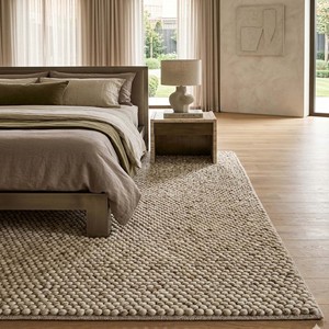 Handwoven Wool Pebble Rug Ivory Neutral Area Carpet Chunky Loop Texture Modern Living Room Bedroom Decor <b>Mat</b> - Product Image 6