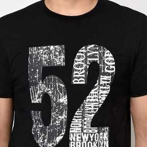 Camiseta Negra para Hombre con Estampado del Número 52, Cuello Redondo, Manga Corta, Estilo Casual, 100% Algodón, Transpirable, Corte Regular - Product Image 6