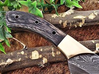 Damascus koksmes met houten handvat, ambidextrous, hoogglans afwerking, milieuvriendelijk, vintage stijl, handgemaakt, multifunctioneel voor kamperen