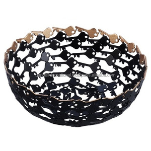 Cesta de hierro moderna con acabado de color marrón para utensilios de cocina y vajilla, incluyendo platos y platos - Product Image 6