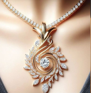 Impresionante colgante floral de filigrana en tonos de oro blanco y amarillo con detalles de cristal. Atrevido. Disponible a precios de mayorista. - Product Image 6