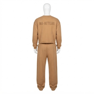 Conjunto Deportivo para Hombre, Sudadera y Pantalones Jogger Color Camel, Cuello Redondo, Dos Piezas, Ropa Casual de Calle y para Estar en Casa - Product Image 4