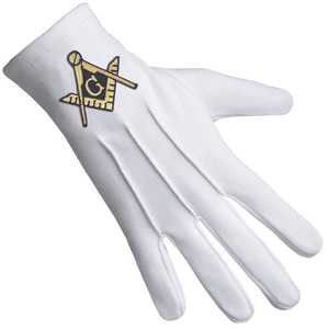 Gants de Maître de Loge Bleus Blancs 100% Coton avec Emblème Noir – Écologiques, Durables, Respirants, Longueur Poignet – Régalia Maçonnique pour l'Extérieur - Product Image 5