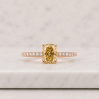 Bague en or jaune avec diamant pour femme, taille radiant, centre jaune fantaisie, certifiée IGI, style de fiançailles de luxe
