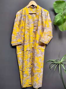 Bata Kimono de Algodón Suave con Estampado de Dibujos Animados para Mujer, Camisón de Verano Hecho a Mano ODM con Cuello en V y Cintura Elástica de Longitud Completa - Product Image 3