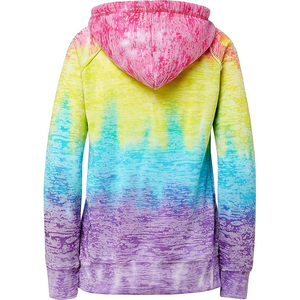 <b>Rainbow</b> Tie Dye Womens Pullover <b>Hoodie</b> Gradient Colorful Drawstring Soft Casual Festival Sweatshirt - Product Image 3