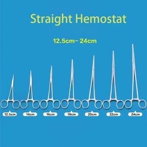 1 unidad Pinza hemostática quirúrgica manual de acero inoxidable Clase I, tipo hemostato, con bloqueo, tipo alicates de pesca, punta curva y recta - Product Image 1