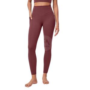 Leggings Deportivos Azul Marino Sólido de Cintura Alta con Control de Abdomen, Pantalones de Yoga con Bolsillos Laterales, Ropa Deportiva para Mujer, Personalizada, Elástica en Cuatro Direcciones - Product Image 2