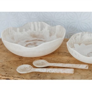 European Style Resin Eco-Friendly Salad Bowl Server Set Polished <b>Serving</b> Bowls with <b>Spoons</b> for Party Home Decoration - Product Image 3