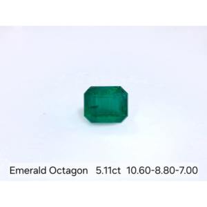 Esmeralda Zambiana Natural, Corte Octogonal, 5.11 Ct, Gema Suelta Facetada, Verde Intenso, Alta Claridad, Piedra Preciosa - Product Image 1