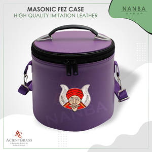 Estuche Gruto Fez bordado a máquina, imitación de cuero |   Estuche para Guardar Gorras/Sombreros, Color Morado |   Estuches para gorras de masónicos con cierre de cremallera personalizables - Product Image 2