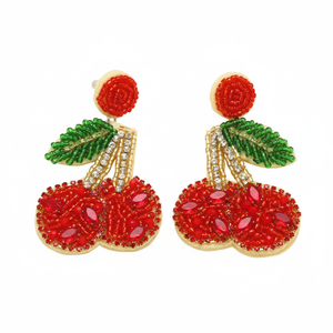 Pendientes de Aro con Cuentas de Vidrio y Bordado de Campanas Navideñas Hechos a Mano, Estilo Boho Moderno y Festivo para Bodas y Eventos - Product Image 2